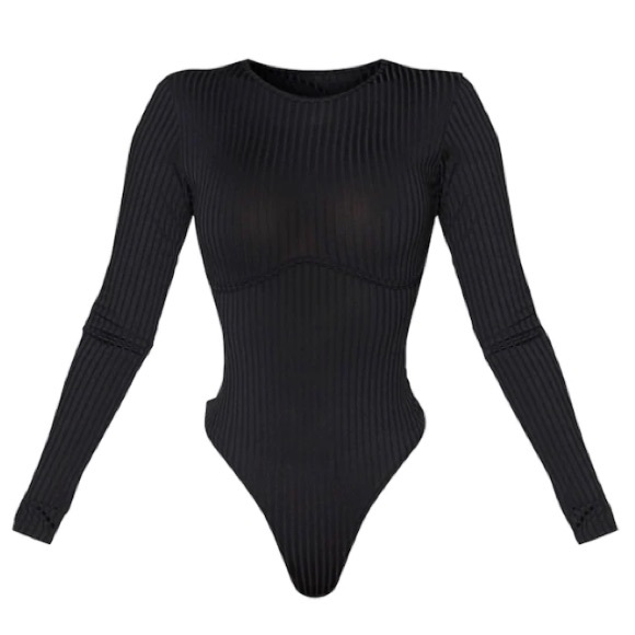 PrettyLittleThing shape black ribbed underbust bodysuit. New with tags. Size 6 - Picture 4 of 5